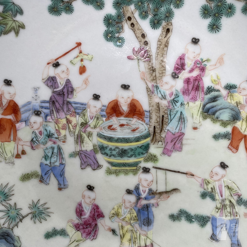清道光 粉彩婴戏图盘 - 图8